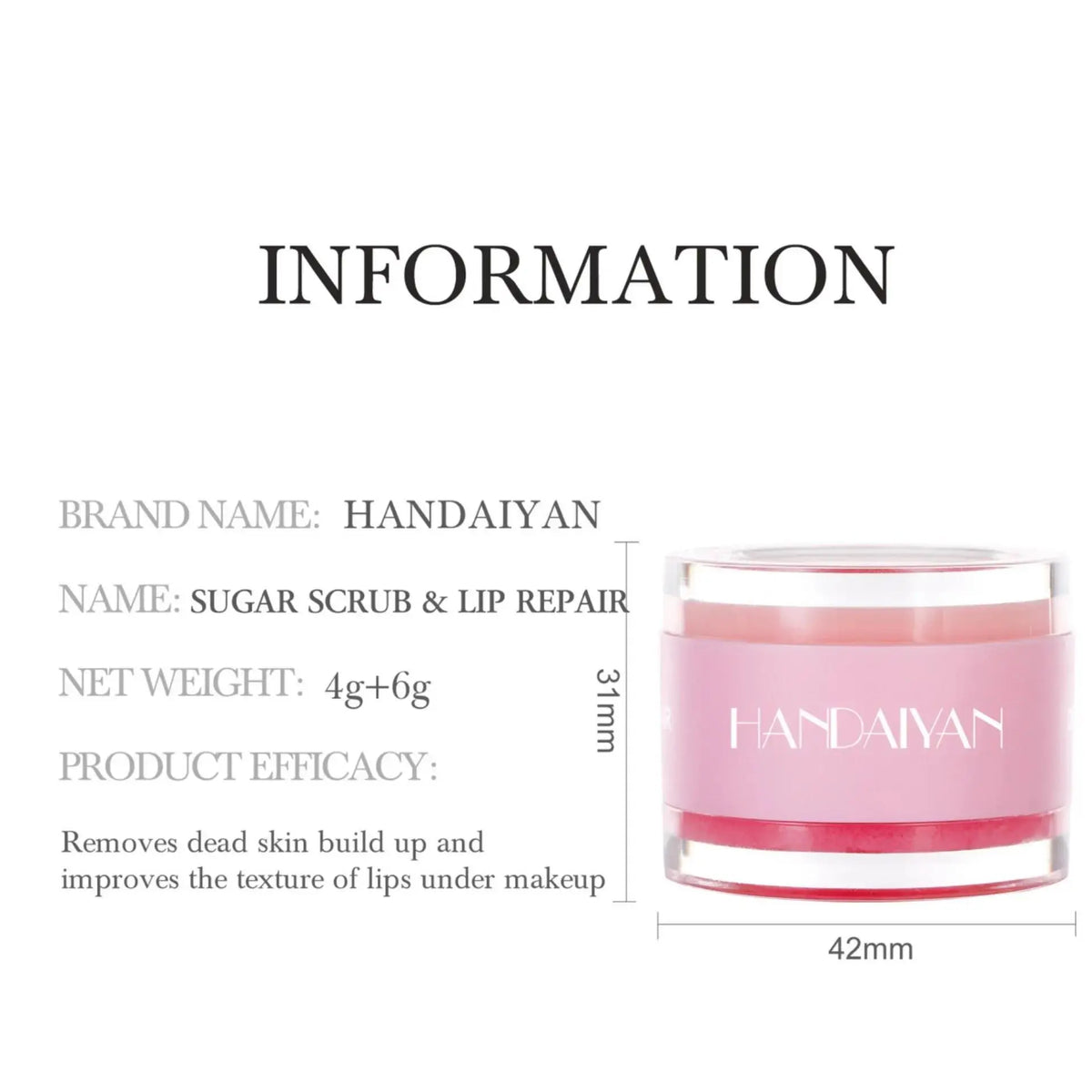 HANDAIYAN 2-in-1 Lip Scrub Balm – Exfoliating Moisturizer Lip Scrub Balm PRIMED