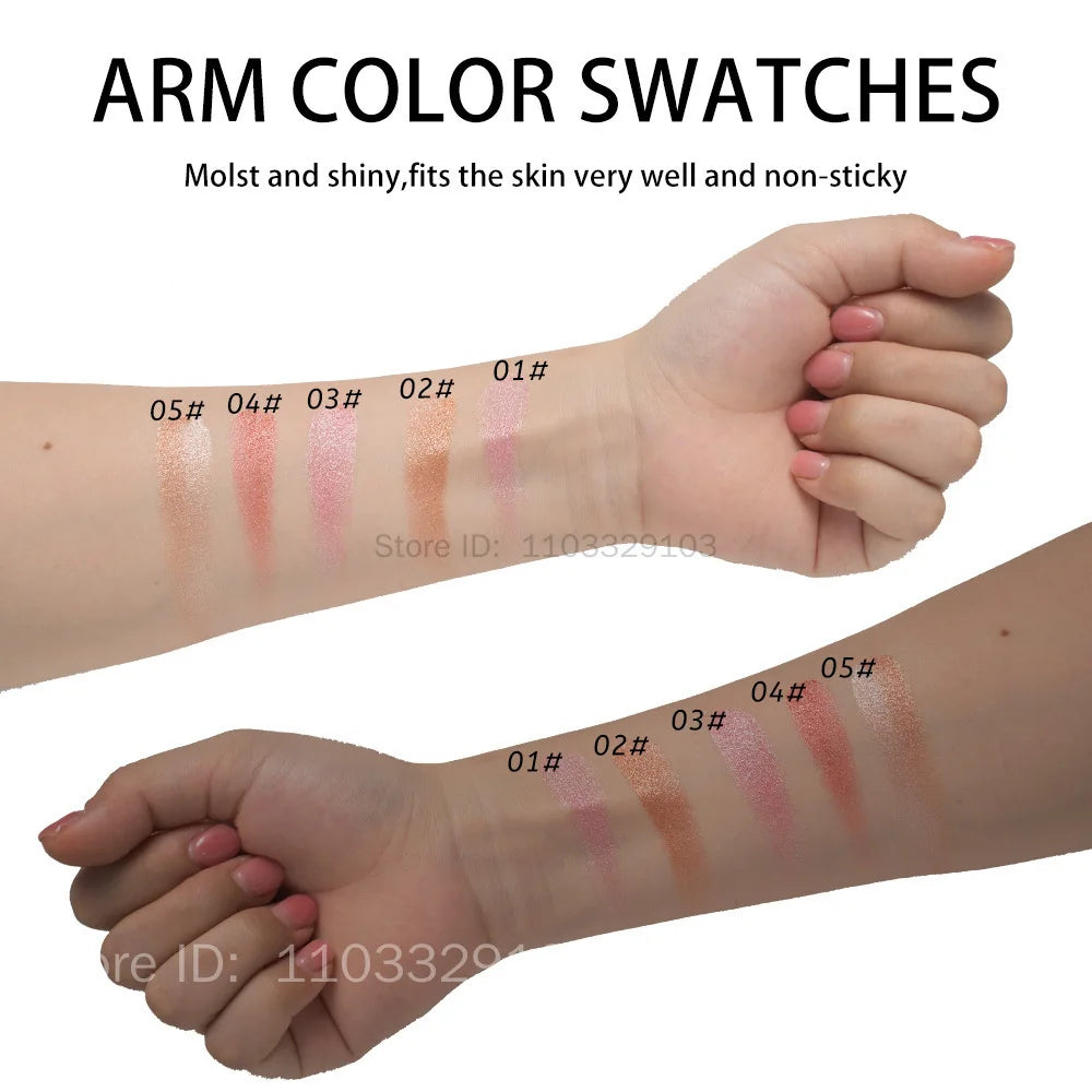 Pearly Marble Baked Blush & Highlighter – High Pigment Baked Blush Palette PRIMED