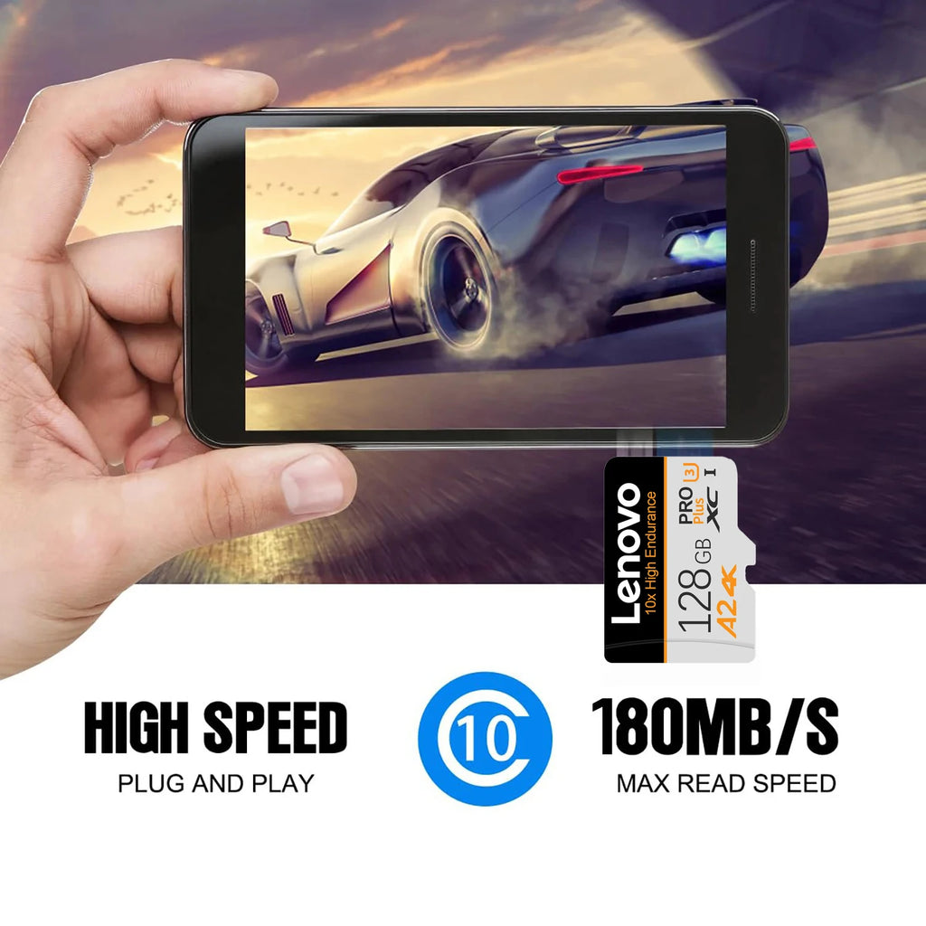 Lenovo Micro SD Card 128GB–512GB | Class 10 U3 V30 A2 MicroSD Memory Card PRIMED