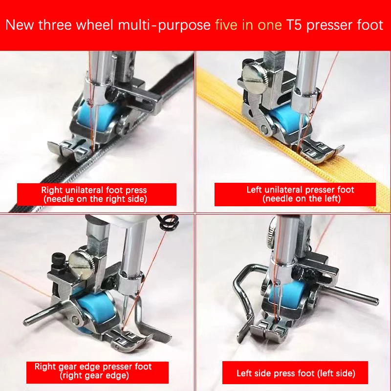 T5 5-in-1 Roller Presser Foot for Industrial Sewing Machines