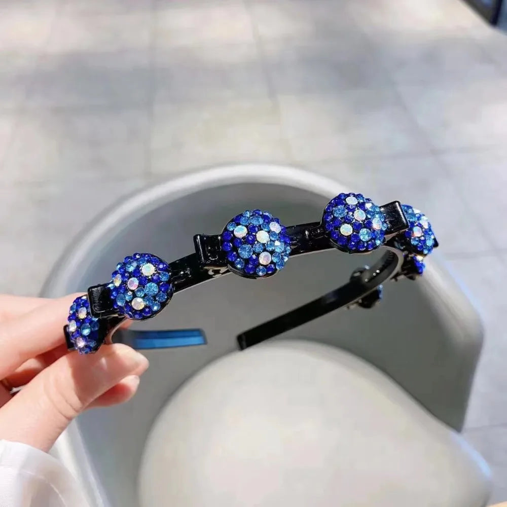 Rhinestone Crystal Double-Layer Clip Headband for Women