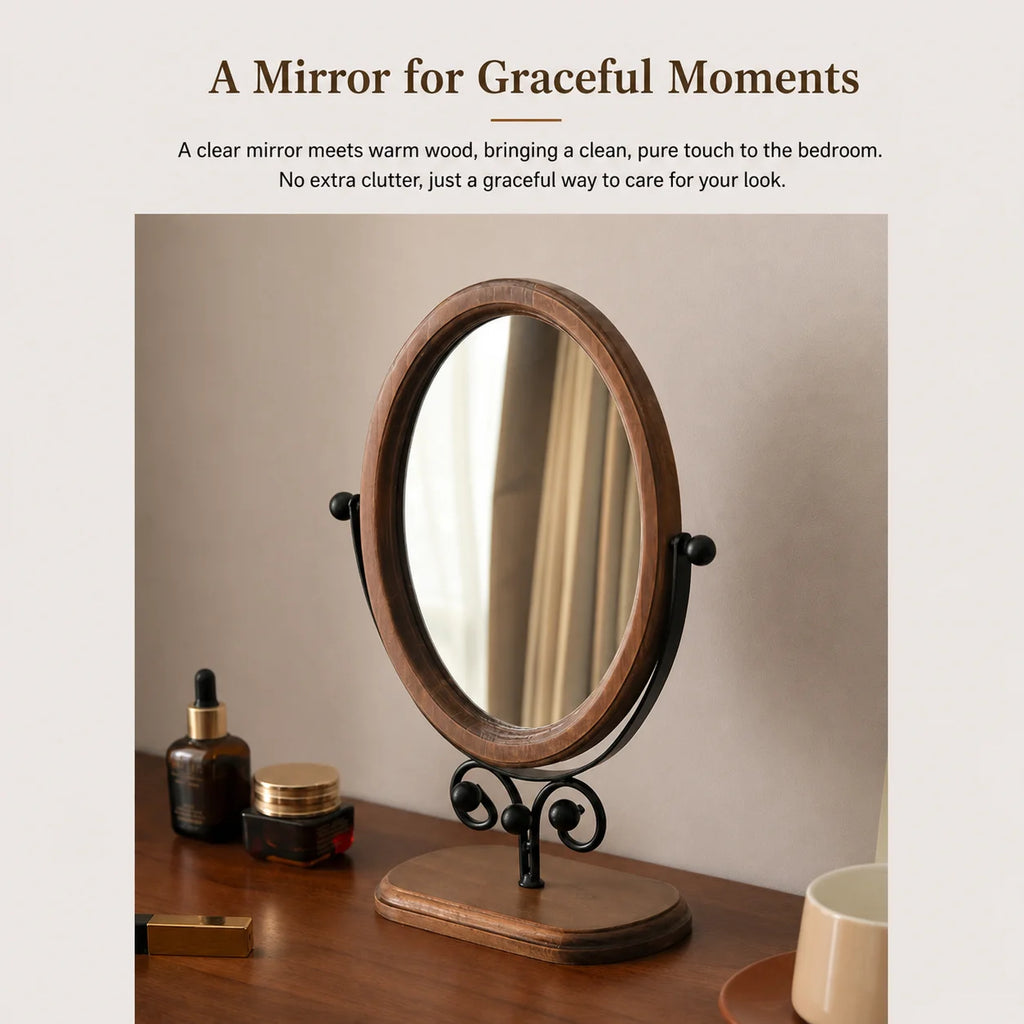 Vintage Oval Vanity Mirror – 360° Rotatable Tabletop Makeup Mirror Tabletop Vanity Mirror PRIMED