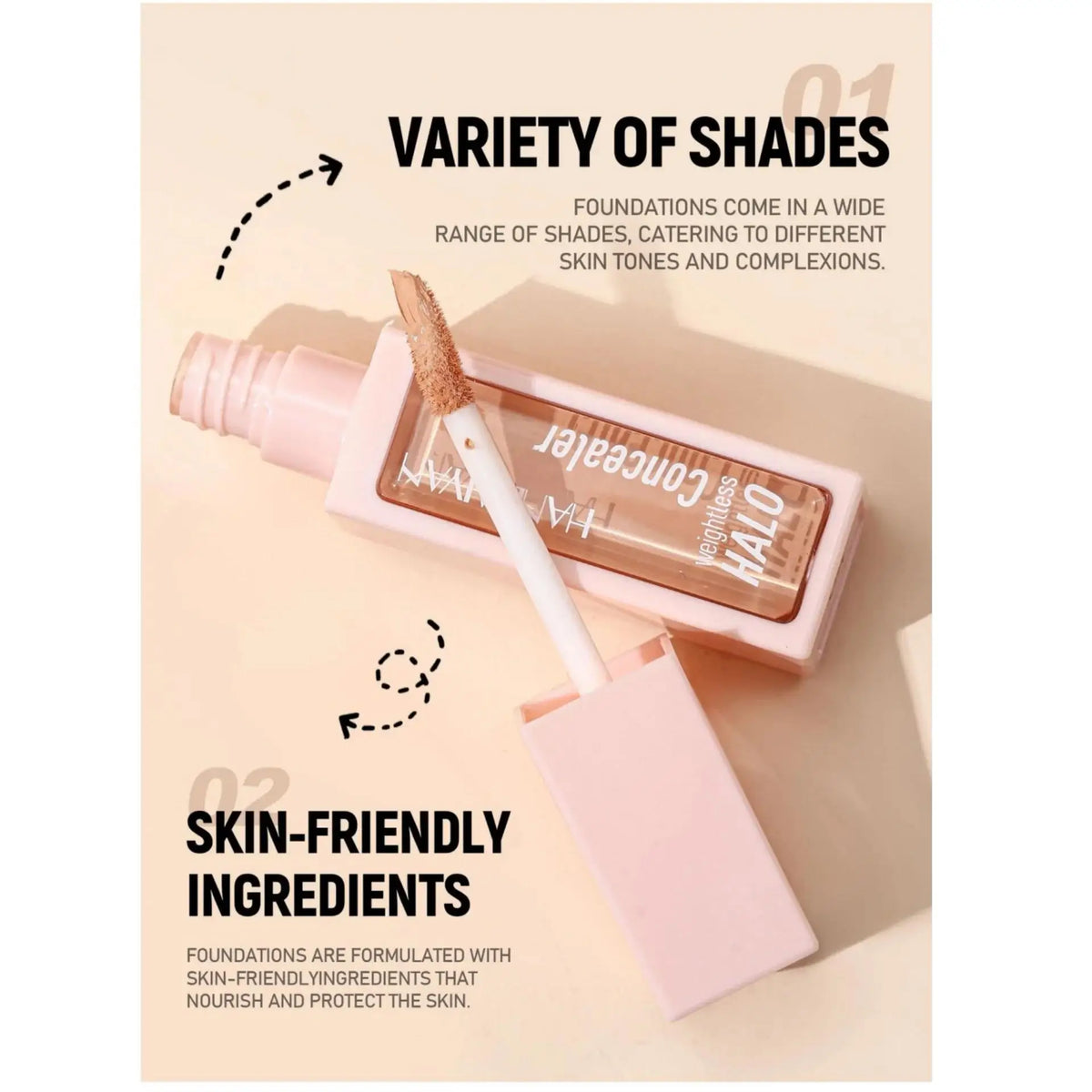 Handaiyan Matte Liquid Concealer – Full Coverage, 8 Shades