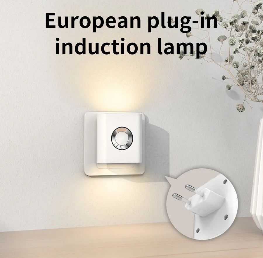 AC 220V LED Motion Sensor Night Light | EU Wall Plug Lamp Motion Sensor Night Light PRIMED