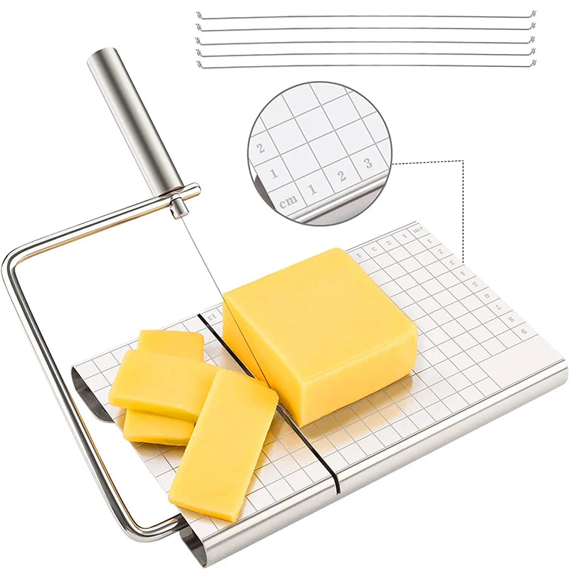 LMETJMA Adjustable Wire Cheese Slicer Board + 5 Replacement Wires Wire Cheese Slicer PRIMED Default Title