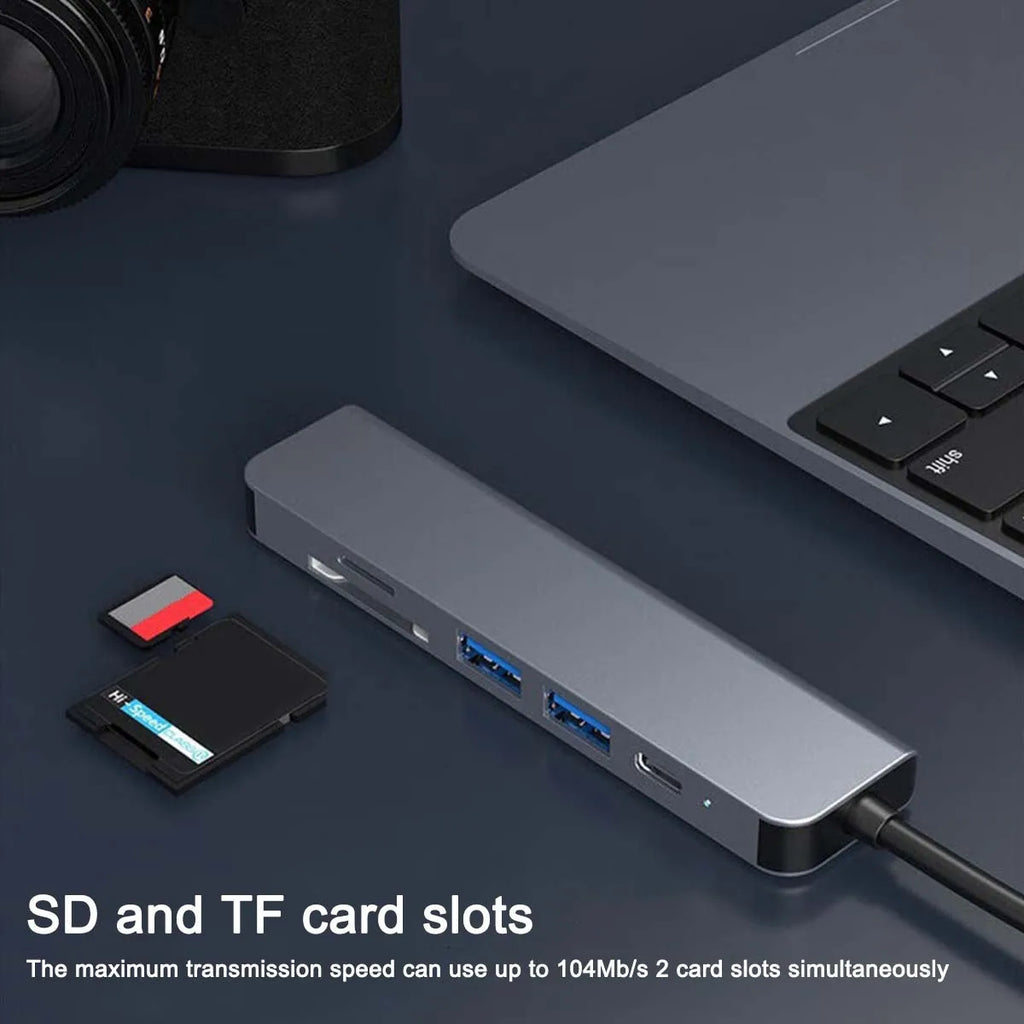6-in-1 USB-C Hub | 4K HDMI, PD Charging & SD Card Reader USB-C Multiport Hub PRIMED