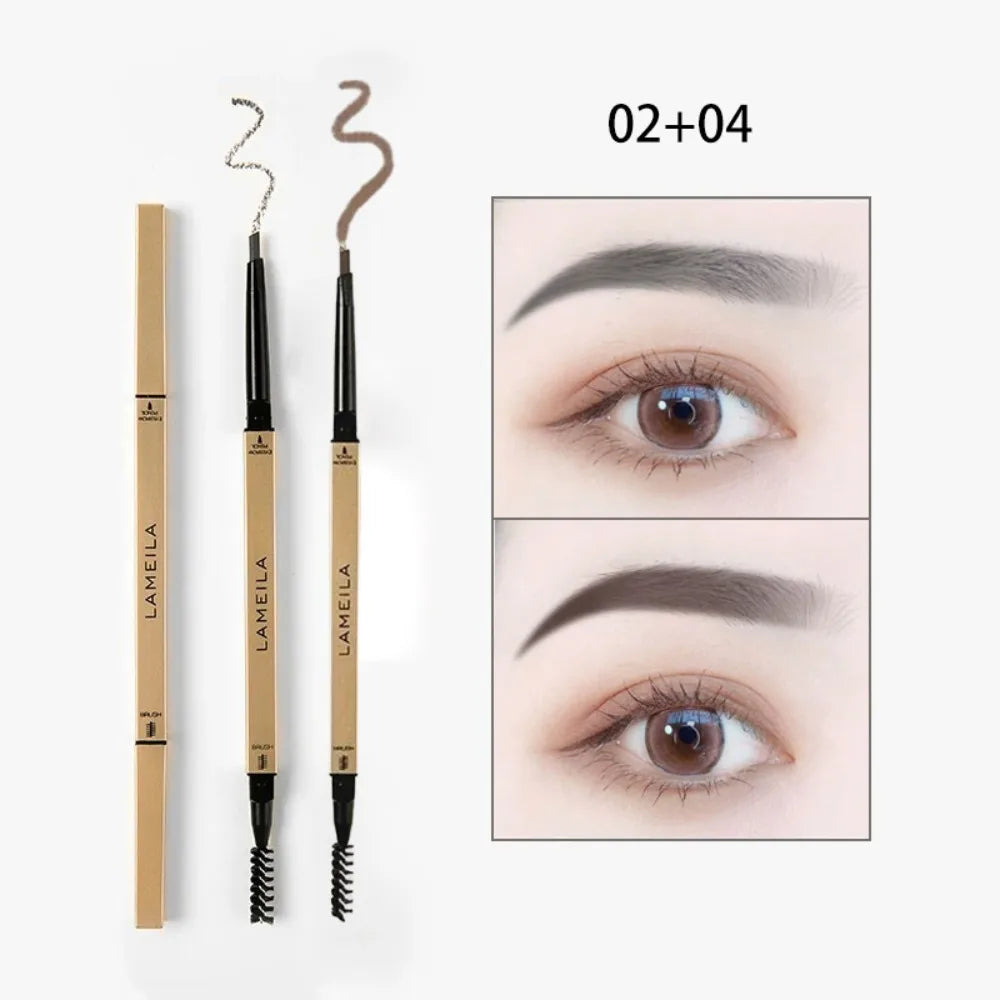 Ultra-Fine Double-Ended Waterproof Eyebrow Pencil – Light Brown Eyebrow Pencil PRIMED 02 Add 04-2Pcs