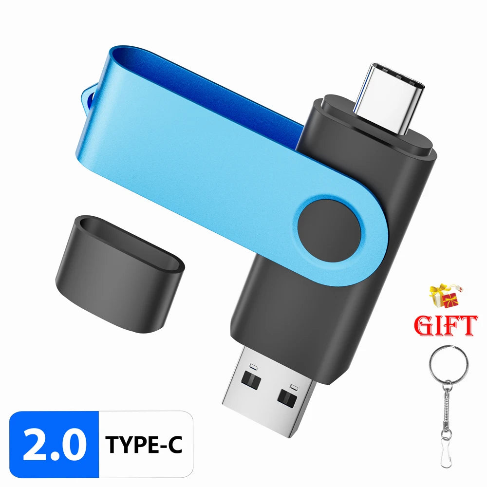 USB & Type-C 2-in-1 Flash Drive 4GB–128GB | Keychain Pendrive