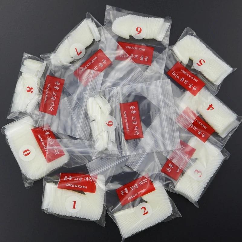 500Pcs French False Nail Tips – Half Cover, 10 Sizes, 3 Colors