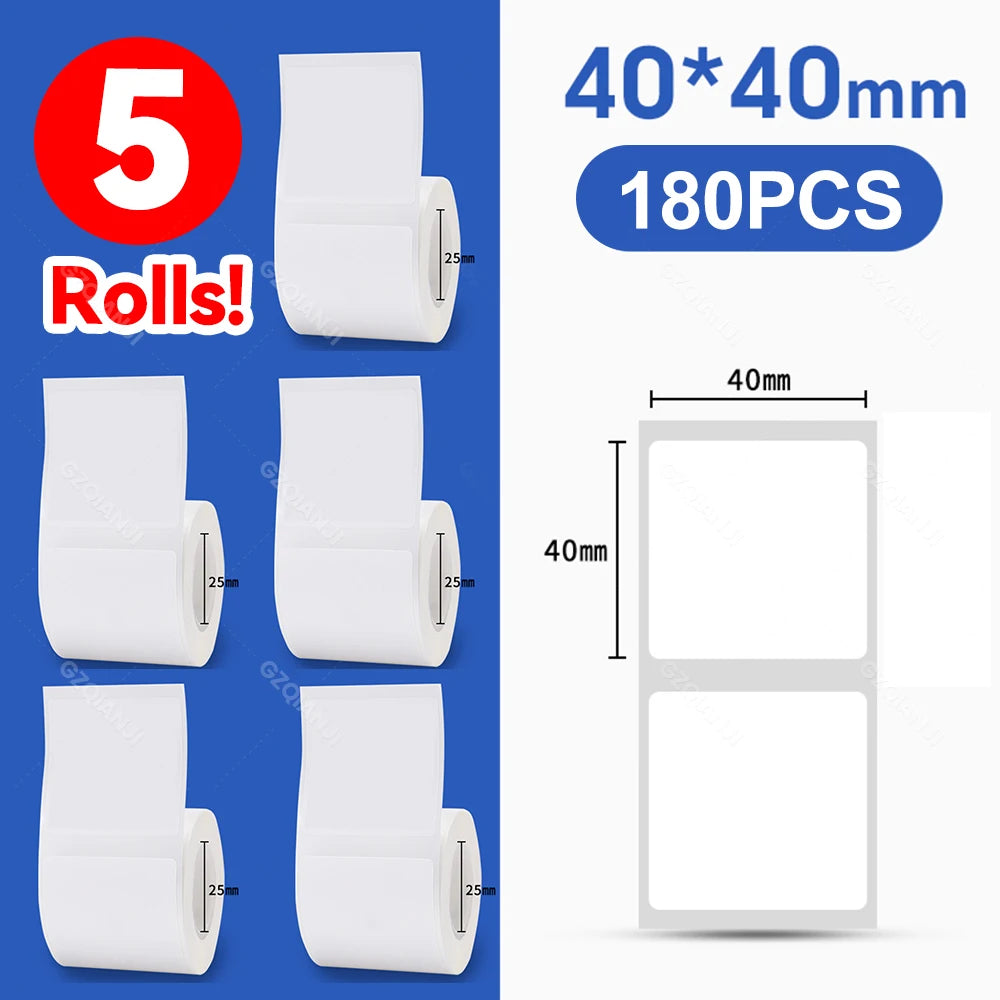 Niimbot Thermal Label Paper 5 Rolls 30–50mm | B1 B21 B203 B3S Thermal Label Rolls PRIMED 5Rolls WH40-40mm