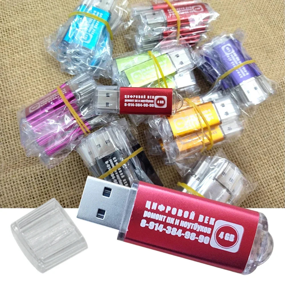 50-Pack Custom Logo USB 2.0 Flash Drives 256MB–64GB Bulk USB Flash Drive PRIMED