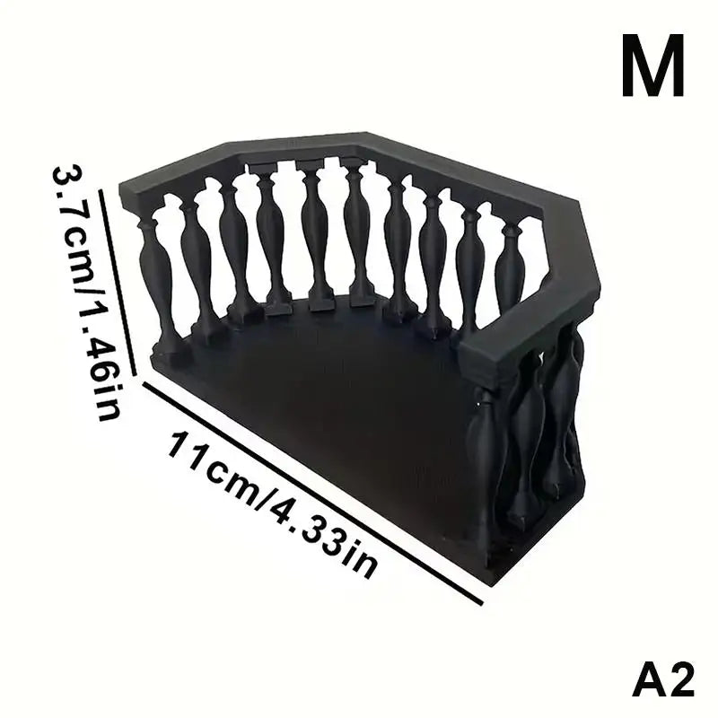 Miniature Dollhouse Balcony with Railing – European Style DIY Dollhouse Accessory PRIMED A2