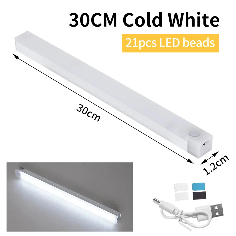 Wireless Motion Sensor LED Night Light – USB Rechargeable Motion Sensor Night Light PRIMED 30cm Cold White