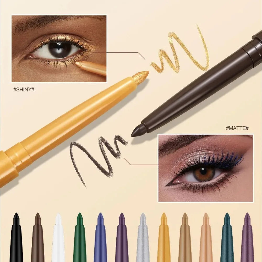 Waterproof Gel Eyeliner Pencil | Matte & Shimmer, 10 Colors