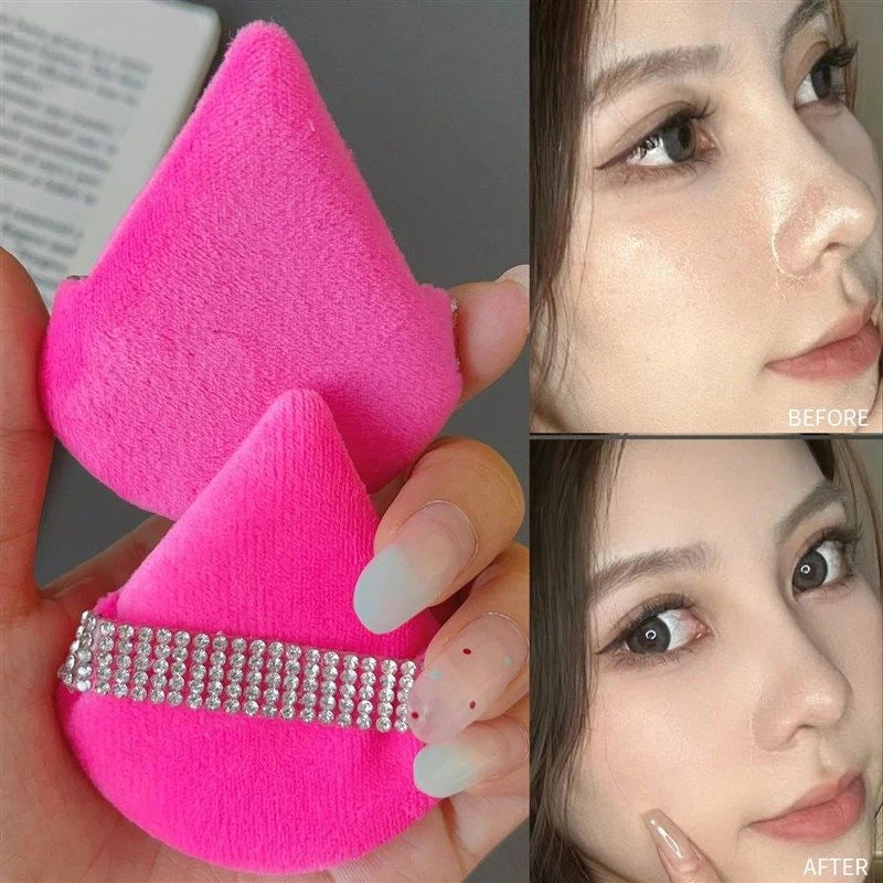 Triangle Velvet Powder Puff Set 3/6 Pcs – Soft Sponge Makeup Powder Puff PRIMED