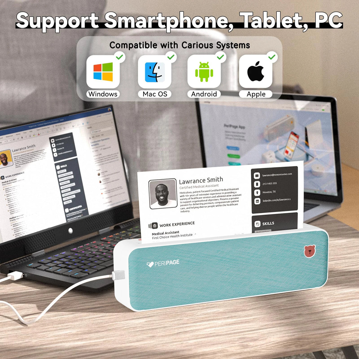 Peripage A40 Portable A4 Wireless Bluetooth Inkless Thermal Printer Portable Thermal Printer PRIMED