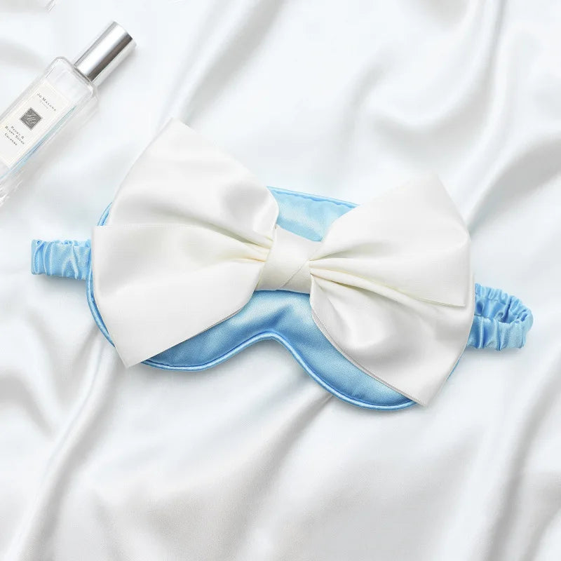 Silk Bow Sleep Eye Mask for Women – Light-Blocking & Travel