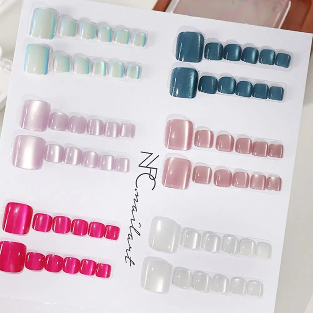 Cat Eye Press-On Toe Nails | Shiny Y2K Full Cover Tips