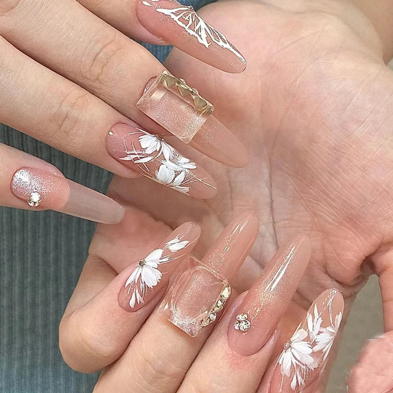 White Flower Lace Nail Foil Stickers & Transfer Decals – 1 Box