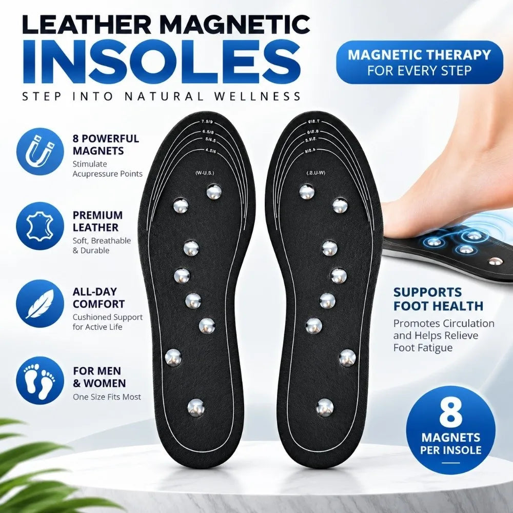 Magnetic Massage Insoles – Cuttable EVA Cushion Leather Shoe Insert Magnetic Shoe Insoles PRIMED