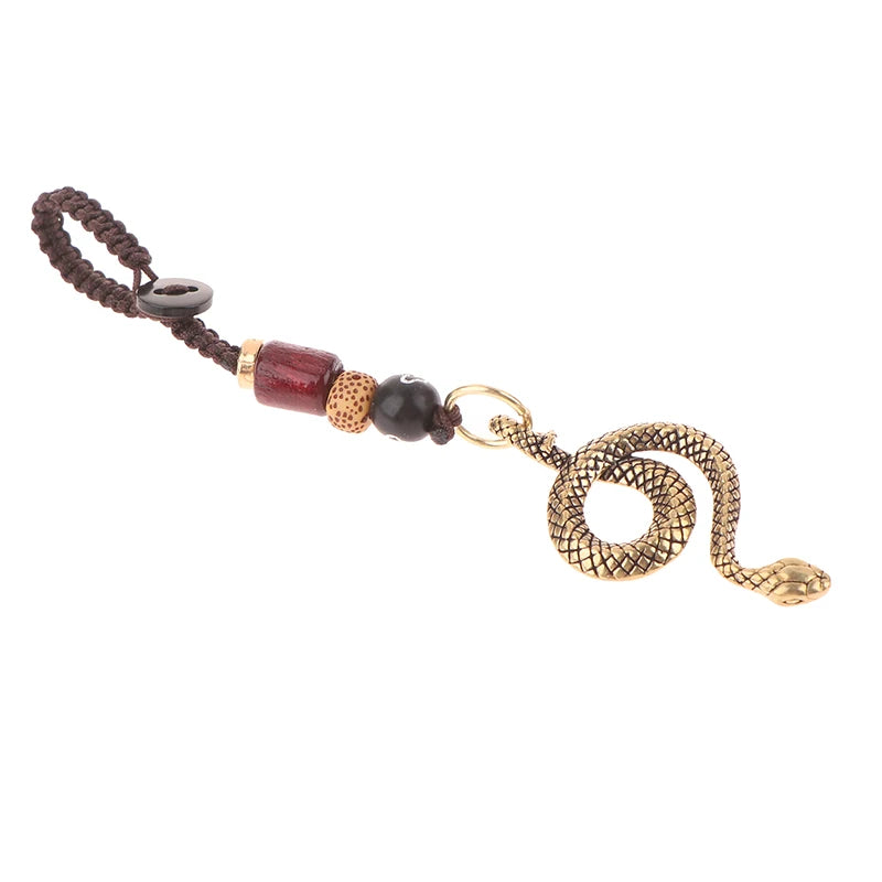 Handmade Brass Snake Zodiac Key Chain Pendant | Vintage Copper