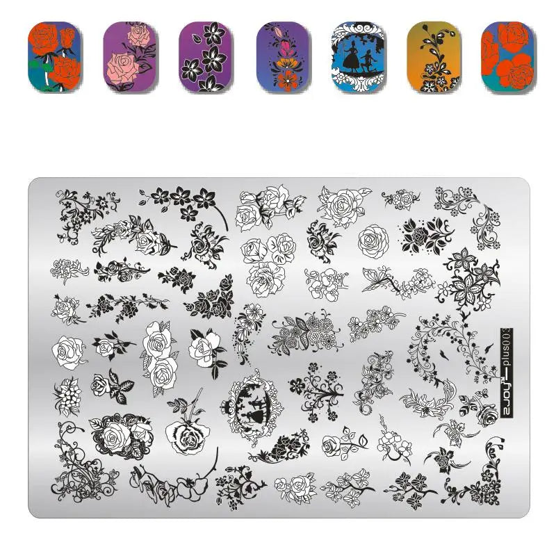 Large Nail Stamping Plate 9.5x14.5cm – Flowers, Animals & Geometry Nail Stamping Plate PRIMED 3