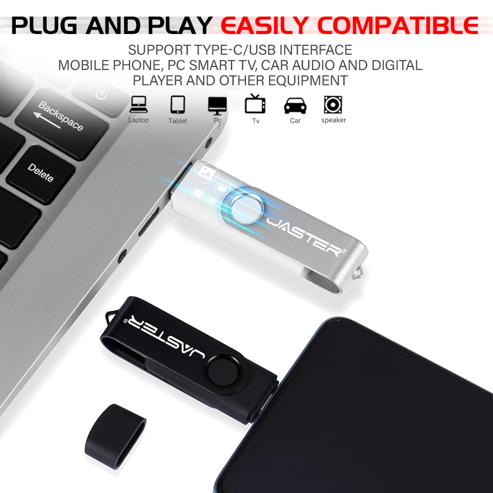 JASTER Custom Logo Metal USB Flash Drive 2.0 | 128MB–128GB USB Flash Drive PRIMED