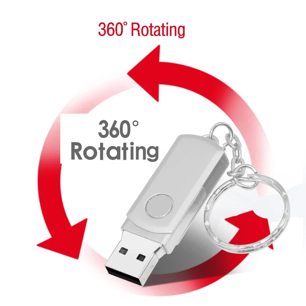 Waterproof Metal Rotating USB Flash Drive 8GB–128GB USB 2.0 USB Flash Drive PRIMED