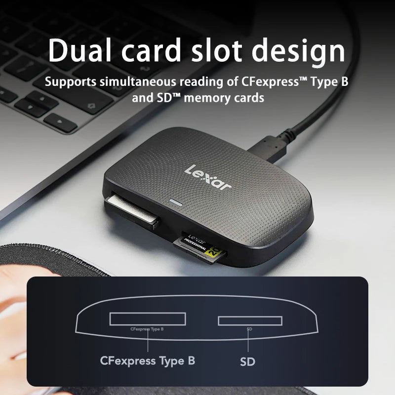 Lexar RW520 CFexpress Type B & SD Card Reader USB 3.2 10Gbps Memory Card Reader PRIMED