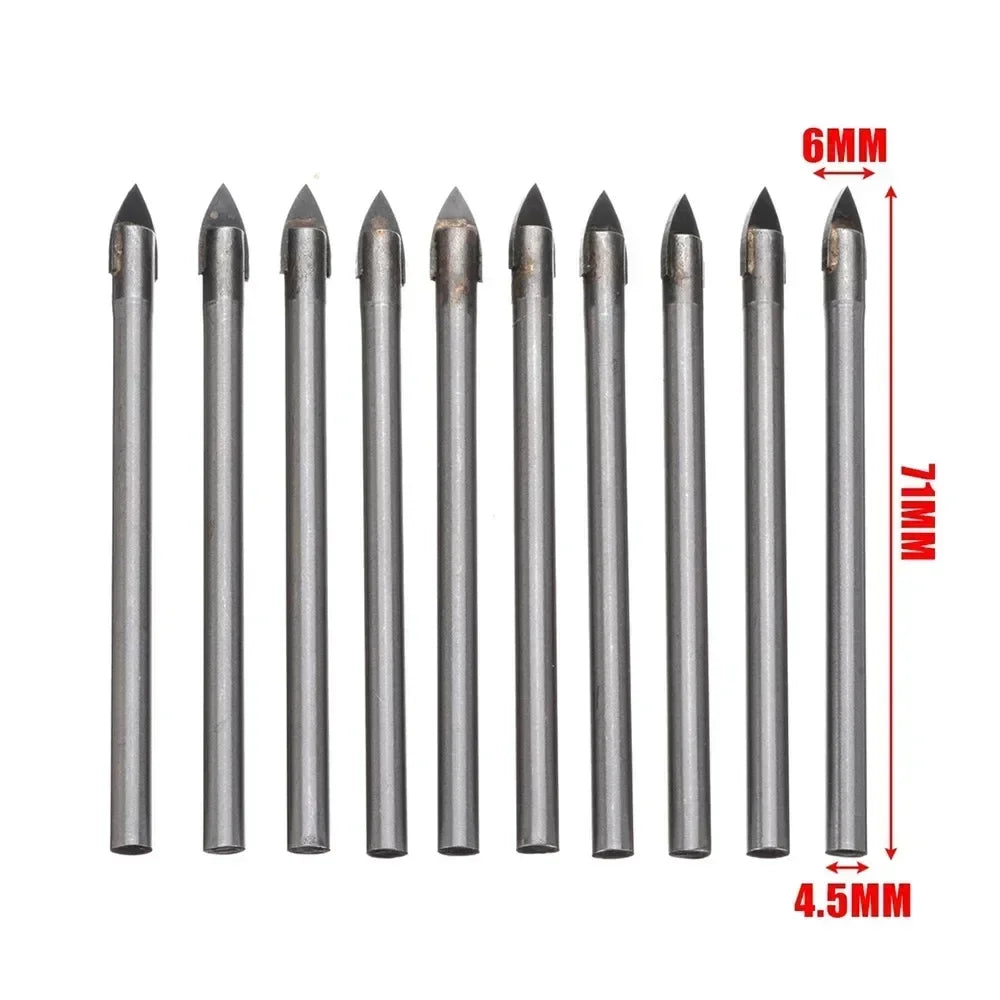 10-Pack 6mm Carbide Spear Tip Drill Bits – Glass & Tile Carbide Drill Bits PRIMED