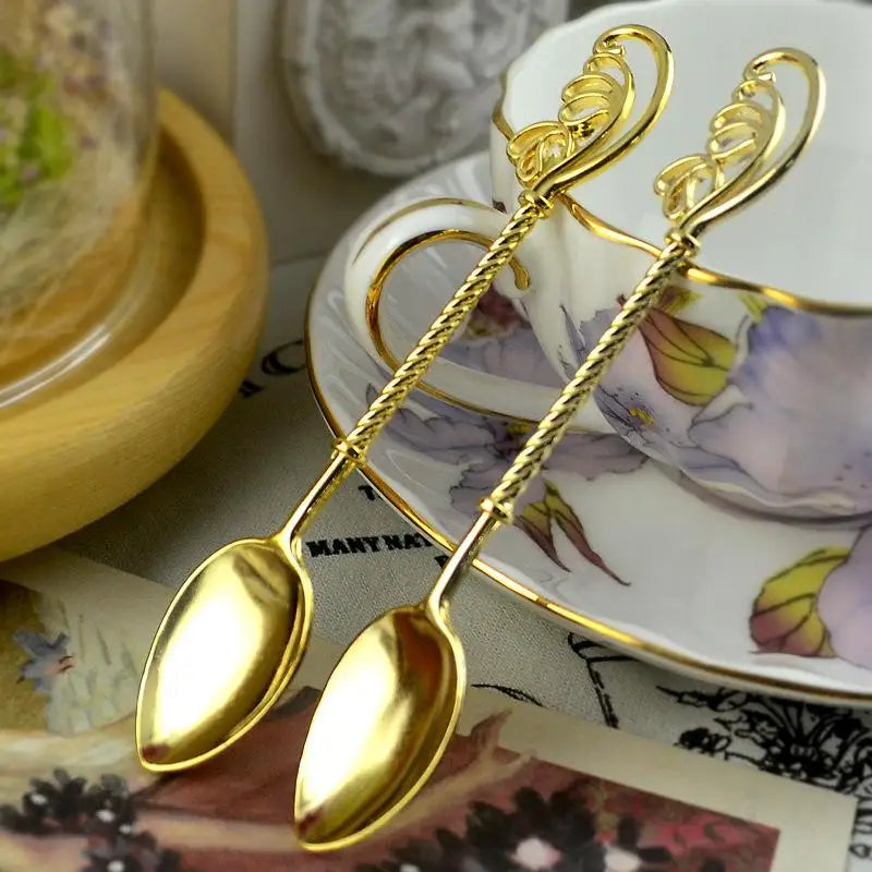 Vintage Mirror-Polished Coffee Spoons Set of 2 | Zinc Alloy