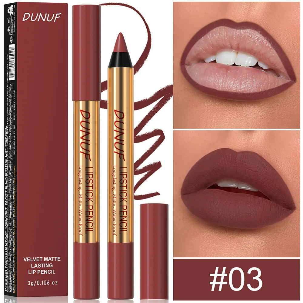 Waterproof Matte Lip Liner Pencil – Long-Lasting Dark Red
