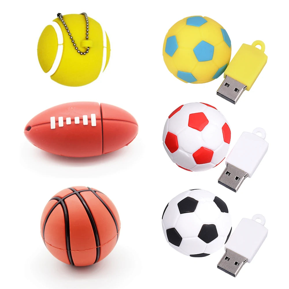 JASTER Football USB Flash Drive Silicone Memory Stick 8–128GB USB Flash Drive PRIMED