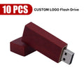 10-Pack Wooden Bamboo USB Flash Drives | Custom Logo & Gift Box USB Flash Drive PRIMED 4GB rose wood