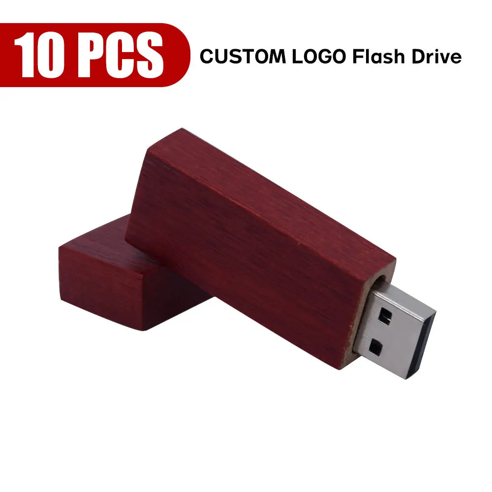 10-Pack Wooden Bamboo USB Flash Drives | Custom Logo & Gift Box USB Flash Drive PRIMED 4GB rose wood