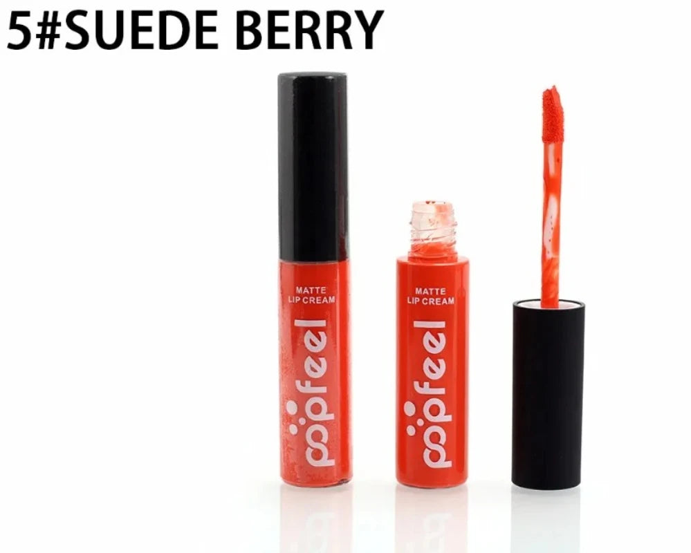 Popfeel 12-Pc Matte Liquid Lipstick Set – Waterproof Nude Lip Gloss
