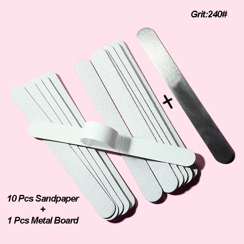 Nail File Set Metal Handle 100/180 Grit – 10 or 20 Pcs Nail File Set PRIMED 10pcs Grit 240