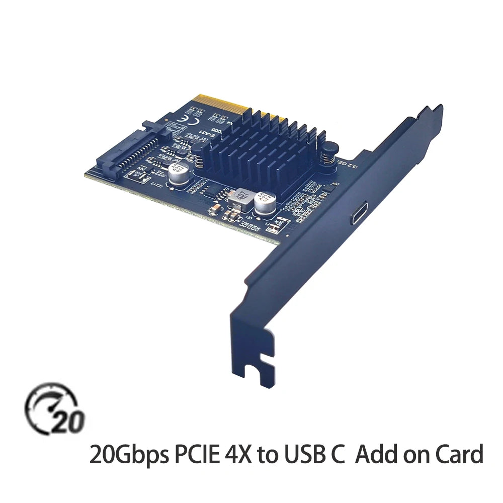 USB 3.2 Gen2×2 20Gbps PCIe x4 to Type-C Expansion Card PCIe Expansion Card PRIMED 20Gb USBC PCIE Card