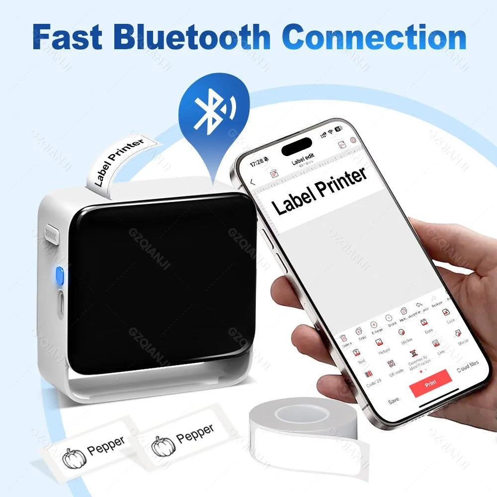 Portable Bluetooth Label Maker | Wireless Thermal Printer 12-15mm Bluetooth Label Printer PRIMED