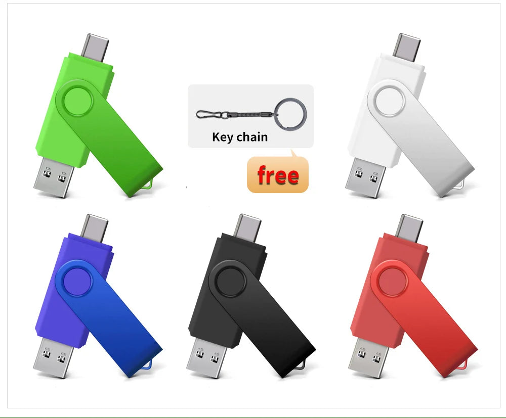 10-Pack 64GB USB-C & USB-A 2-in-1 Flash Drives | Metal Pen Drive USB Flash Drive PRIMED usb 2.0-32GB-10pcs Mixed color