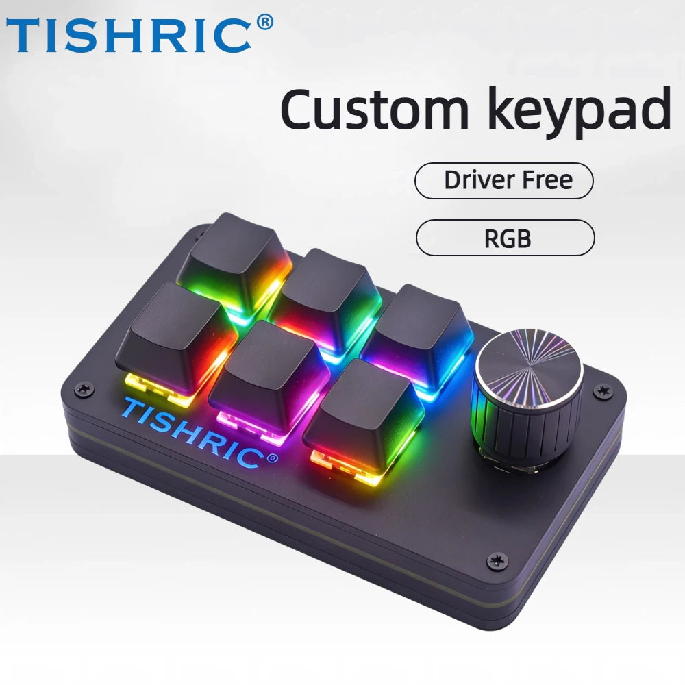 TISHRIC Mini Macro Mechanical Keypad 3/4/6 Key RGB Hotswap USB Macro Mechanical Keypad PRIMED