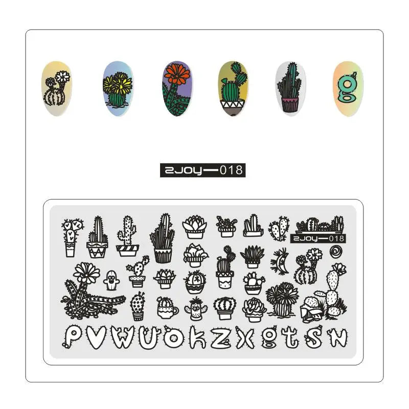 Nail Art Stamping Plate 6×12cm – Cactus Floral & Animal Designs Nail Stamping Plate PRIMED Zjoy18