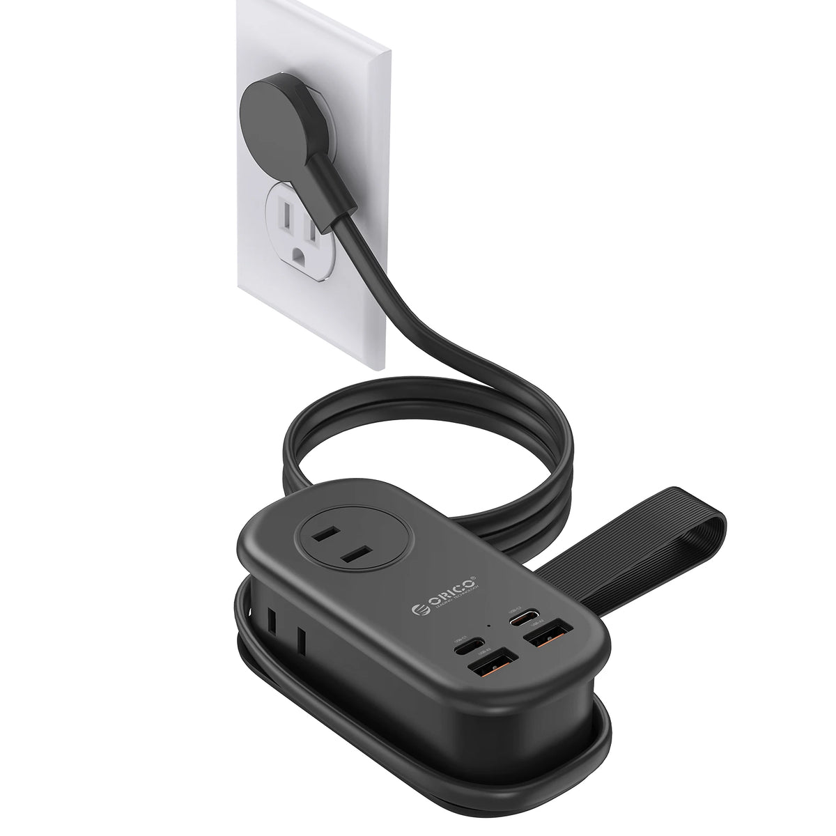 ORICO GaN 65W Power Strip JP Plug – 1 AC 2 USB 2 USB-C GaN Power Strip PRIMED JP plug Black Japan Plug
