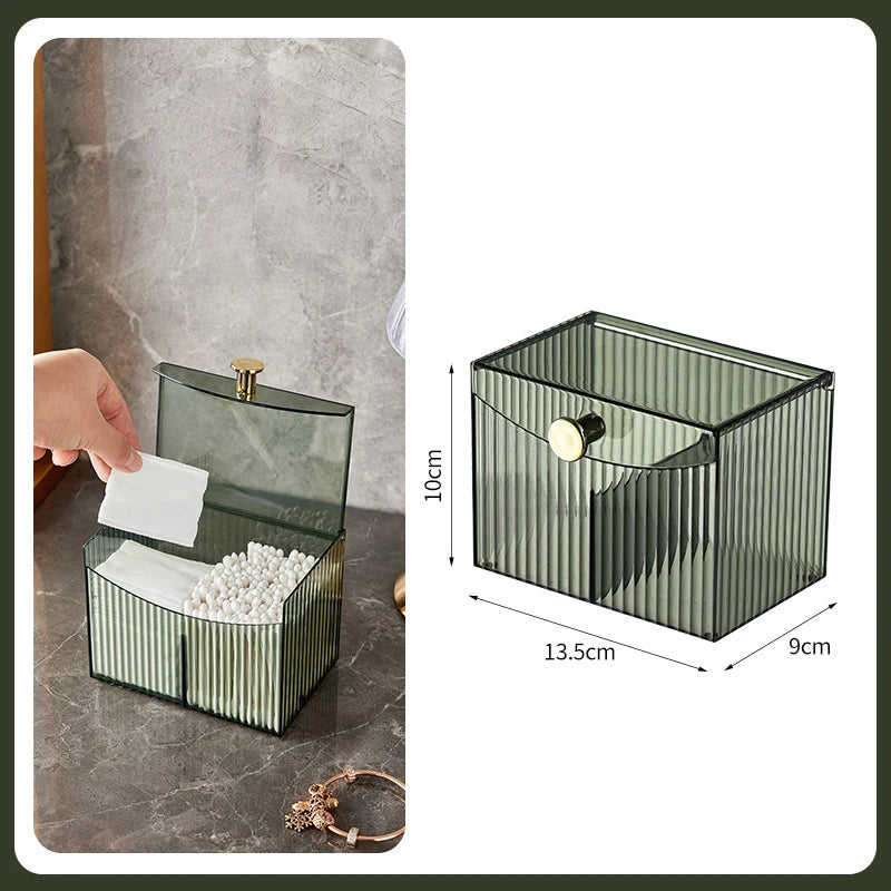 Transparent Dust-Proof Cotton Swab & Makeup Organizer Box