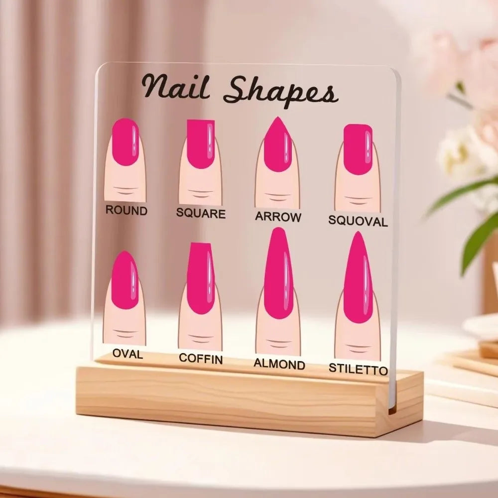 Acrylic Nail Shape Display Board – 6 Shapes Transparent Stand Nail Display Stand PRIMED