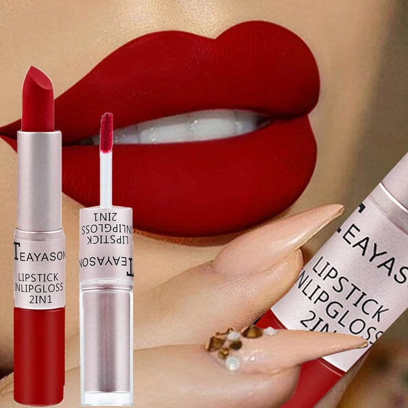 TEAYASON 2-in-1 Velvet Matte Lipstick & Lip Gloss Waterproof