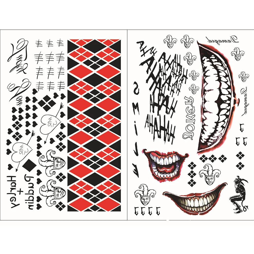 Halloween Temporary Tattoo Stickers – Clown Cosplay Horror Party Temporary Tattoo Sticker PRIMED