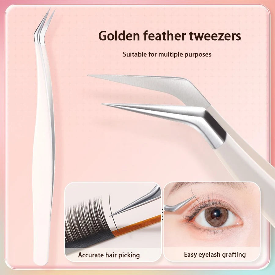 Stainless Steel Eyelash Tweezers for Lash Extension Grafting