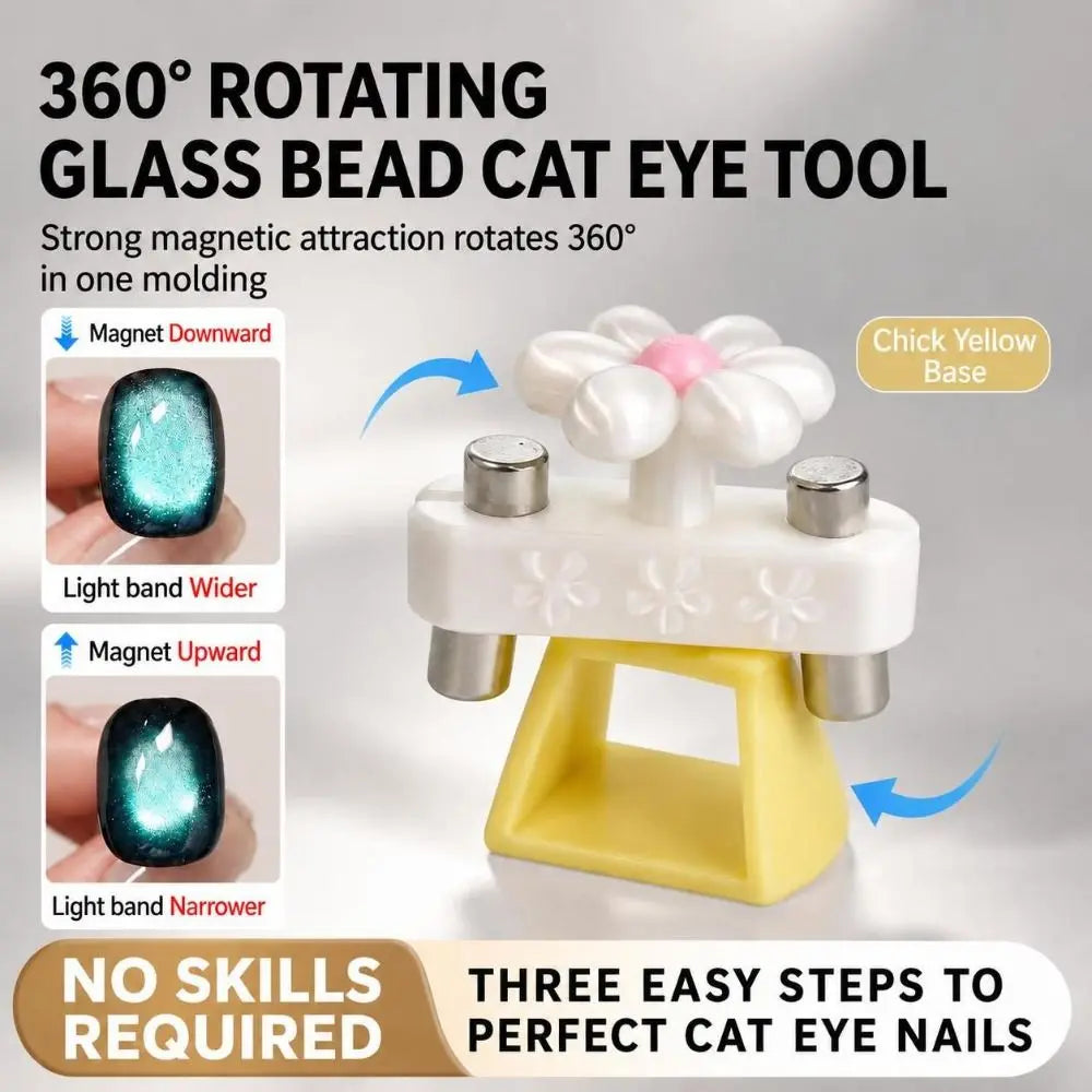 Rotatable Cat Eye Nail Art Magnet Tool – Flower DIY Design
