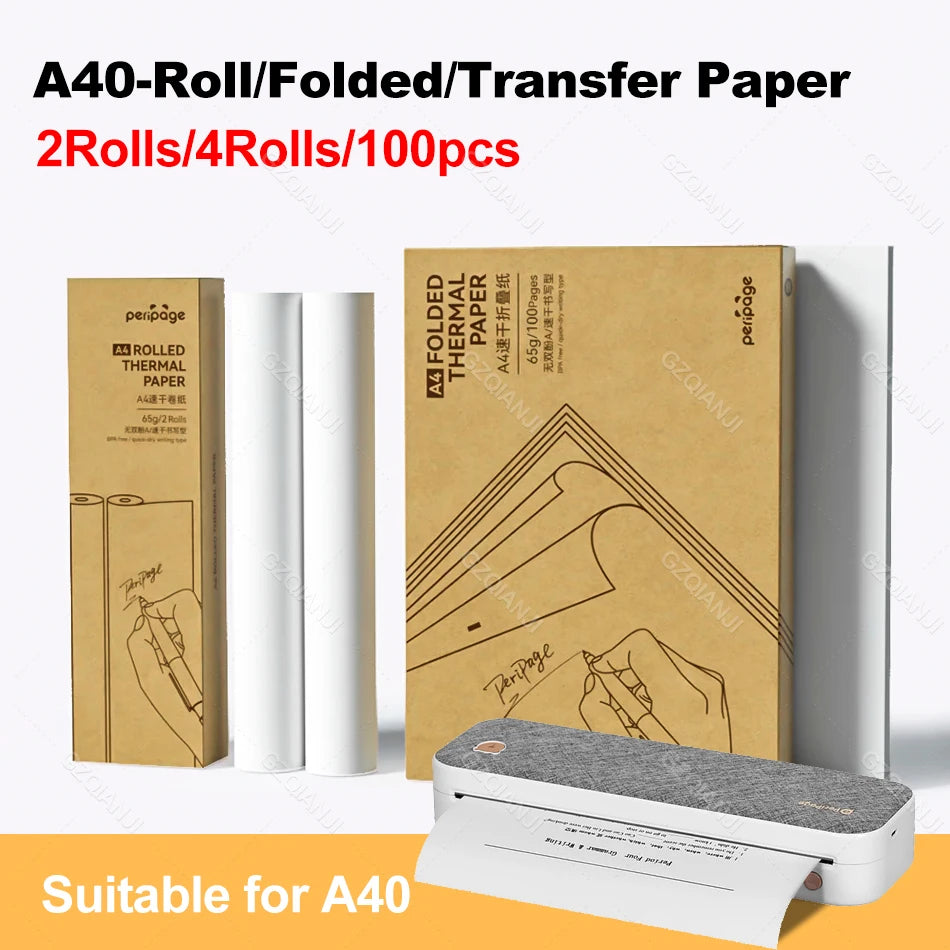 PeriPage A4 Thermal Paper for A40 Printer | 10-Year Storage Thermal Printer Paper PRIMED